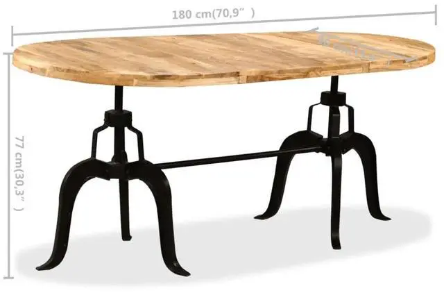 Alt view image 4 of 7 - vidaXL Solid Mango Wood Dining Table Steel Wooden Kitchen Table Furniture