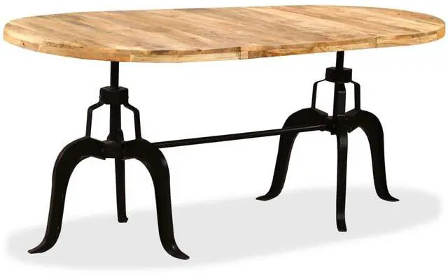 Alt view image 5 of 7 - vidaXL Solid Mango Wood Dining Table Steel Wooden Kitchen Table Furniture