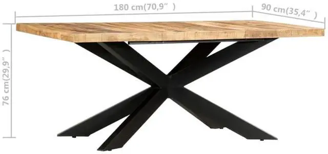 Alt view image 5 of 7 - vidaXL Solid Rough Mango Wood Dining Table Wooden Kitchen Dinner Furniture