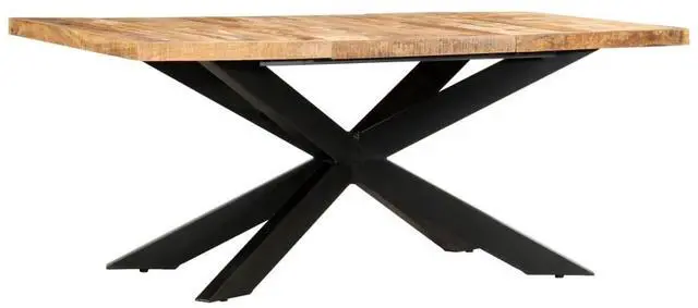 Alt view image 6 of 7 - vidaXL Solid Rough Mango Wood Dining Table Wooden Kitchen Dinner Furniture