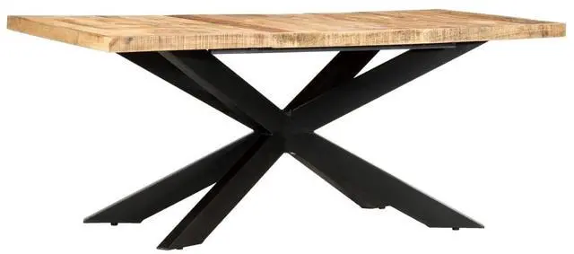Alt view image 7 of 7 - vidaXL Solid Rough Mango Wood Dining Table Wooden Kitchen Dinner Furniture