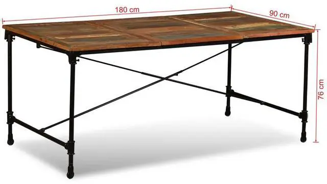 Alt view image 4 of 7 - vidaXL Dining Table Kitchen Table Home Dining Room Table Solid Reclaimed Wood