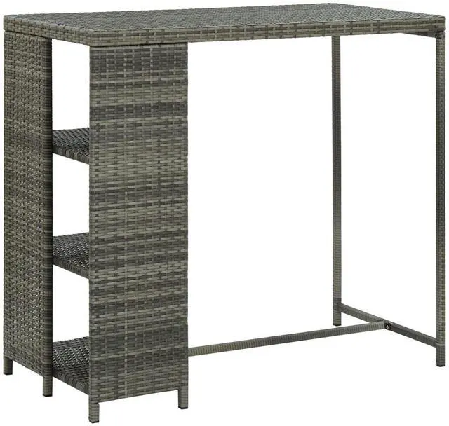 Main image of vidaXL Bar Table with Storage Rack Gray Poly Rattan Dining Room Kitchen Table