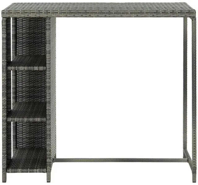 Alt view image 2 of 15 - vidaXL Bar Table with Storage Rack Gray Poly Rattan Dining Room Kitchen Table