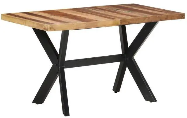 Alt view image 7 of 13 - vidaXL Dining Table 55.1"x27.6"x29.5" Solid Wood with Sheesham Finish