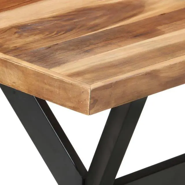 Alt view image 11 of 13 - vidaXL Dining Table 55.1"x27.6"x29.5" Solid Wood with Sheesham Finish