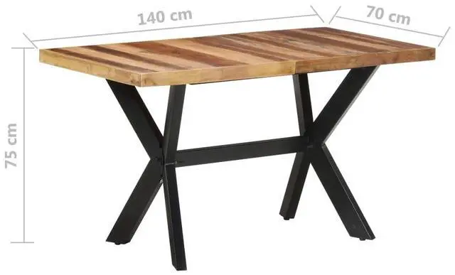 Alt view image 12 of 13 - vidaXL Dining Table 55.1"x27.6"x29.5" Solid Wood with Sheesham Finish