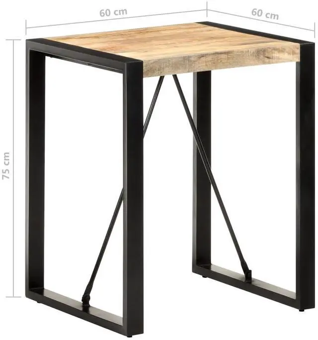 Alt view image 11 of 13 - vidaXL Dining Table 23.6"x23.6"x29.5" Solid Rough Mango Wood