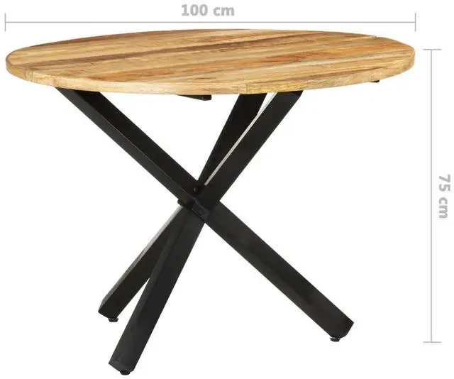 Alt view image 12 of 15 - vidaXL Dining Table Round 39.3"x39.3"x29.5" Rough Mango Wood
