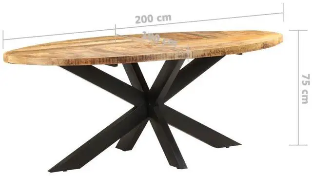 Alt view image 4 of 7 - vidaXL Rough Mango Wood Dining Table Oval Home Dinner Dining Bistro Table
