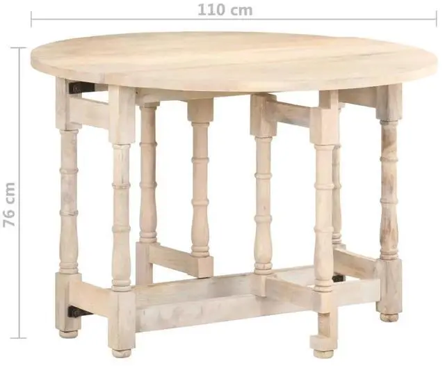 Alt view image 10 of 13 - vidaXL Dining Table Round 43.3"x29.9" Solid Mango Wood