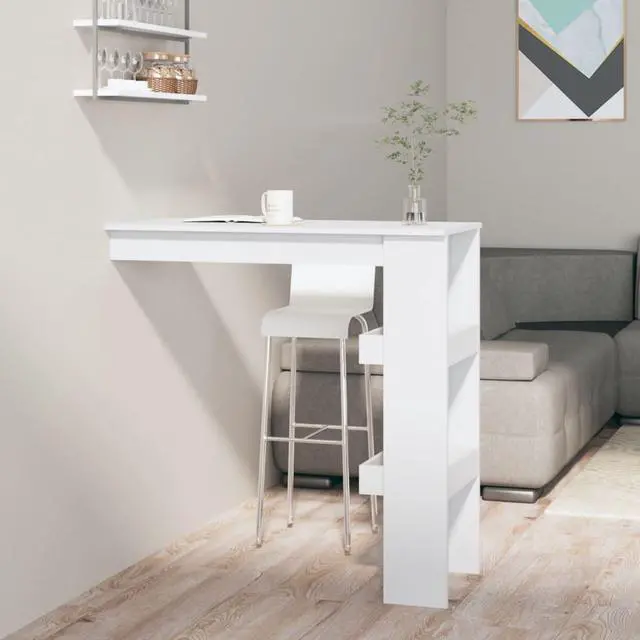 Alt view image 4 of 10 - vidaXL Wall Bar Table White 40.2"x17.7"x40.7" Engineered Wood