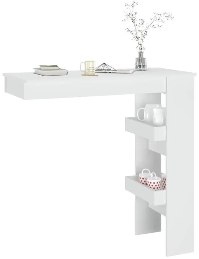 Alt view image 10 of 10 - vidaXL Wall Bar Table White 40.2"x17.7"x40.7" Engineered Wood