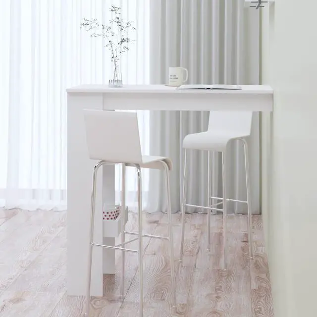 Alt view image 9 of 10 - vidaXL Wall Bar Table White 40.2"x17.7"x40.7" Engineered Wood