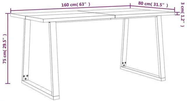 Alt view image 4 of 7 - vidaXL Dining Table with Live Edge Dinner Table for Kitchen Solid Wood Acacia