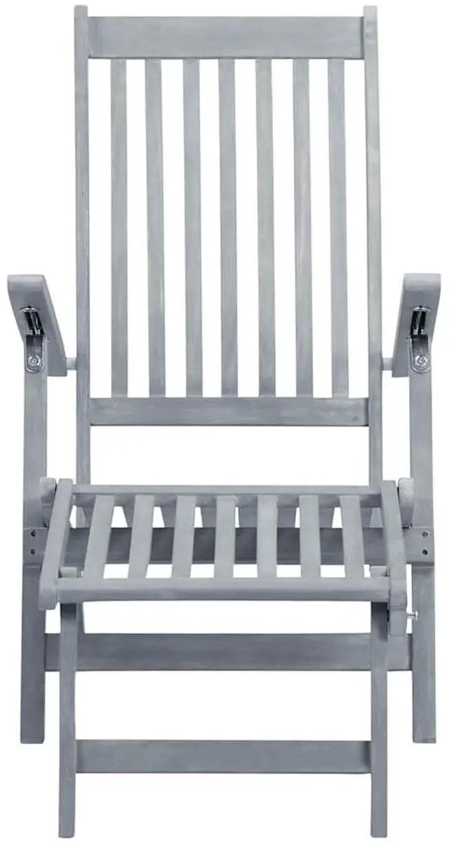 Alt view image 3 of 7 - vidaXL Deckchair Lounge Chair with Footrest and Cushion Solid Acacia Wood