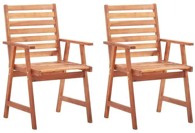 Alt view image 2 of 7 - vidaXL Patio Dining Chairs 2 Pcs Outdoor Chair with Cushions Solid Wood Acacia