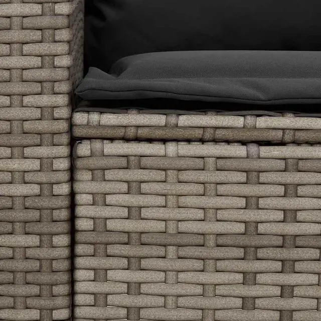 Alt view image 6 of 7 - vidaXL Patio Sofa with Cushions Gray Poly Rattan garden sofa garden seating