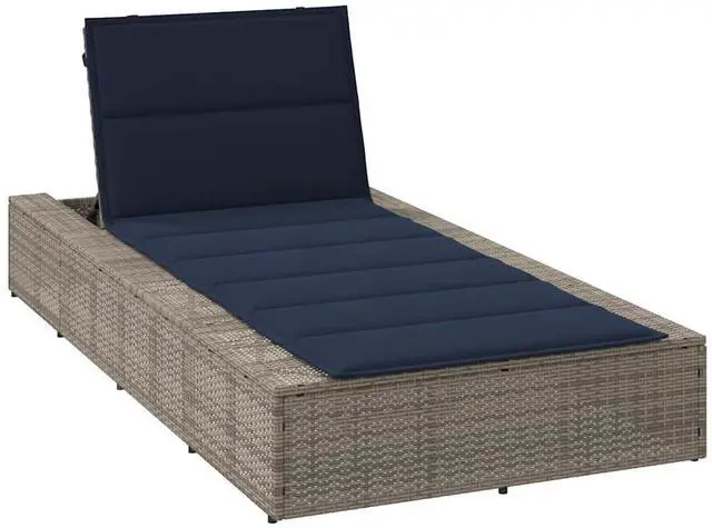 Main image of vidaXL Sunbed with Floating Cushion Gray Poly Rattan outdoor sunbed