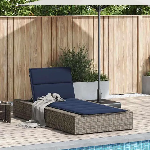Alt view image 2 of 7 - vidaXL Sunbed with Floating Cushion Gray Poly Rattan outdoor sunbed