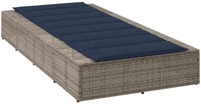 Alt view image 5 of 7 - vidaXL Sunbed with Floating Cushion Gray Poly Rattan outdoor sunbed