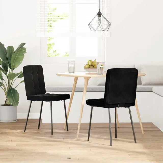 Alt view image 2 of 7 - vidaXL Dining Chairs 2 pcs Black Velvet dinner chair kitchen chair dining seat