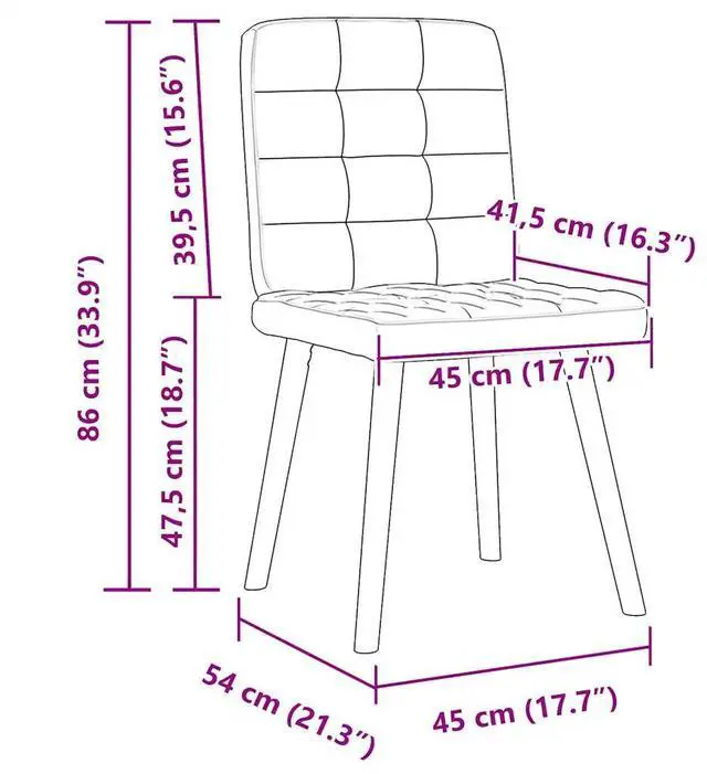 Alt view image 4 of 7 - vidaXL Dining Chairs 2 pcs  Dark Gray  Fabric dinner chair kitchen chair