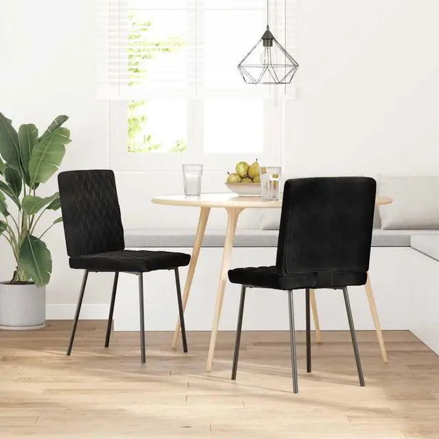 Alt view image 2 of 7 - vidaXL Dining Chairs 2 pcs Black Velvet dinner chair kitchen chair dining seat