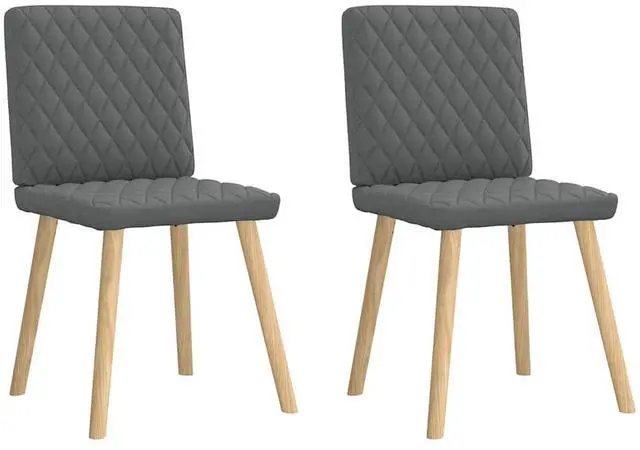Alt view image 2 of 7 - vidaXL Dining Chairs 2 pcs Dark Gray Fabric dinner chair kitchen chair