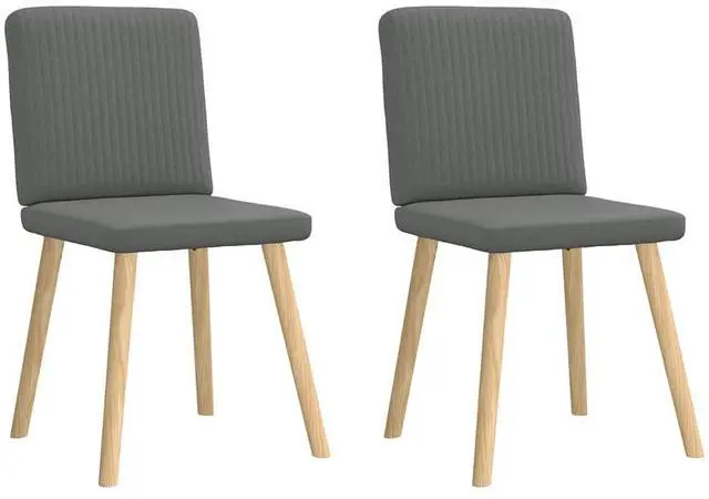 Alt view image 2 of 7 - vidaXL Dining Chairs 2 pcs Dark Gray Fabric dinner chair kitchen chair