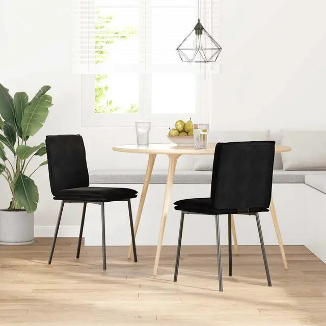 Alt view image 2 of 7 - vidaXL Dining Chairs 2 pcs Black Velvet dinner chair kitchen chair dining seat