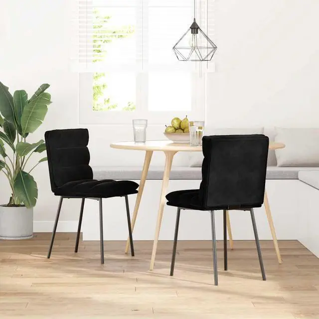 Alt view image 2 of 7 - vidaXL Dining Chairs 2 pcs Black Velvet dinner chair kitchen chair dining seat