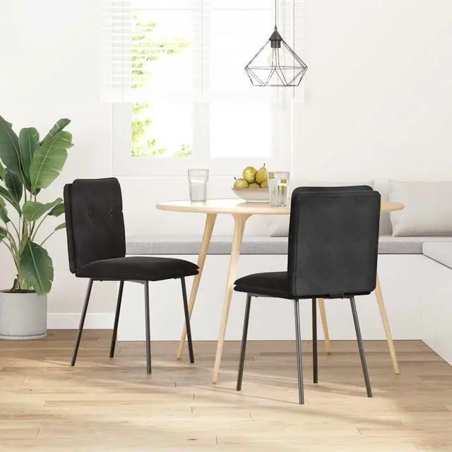 Alt view image 2 of 7 - vidaXL Dining Chairs 2 pcs Black Velvet dinner chair kitchen chair dining seat