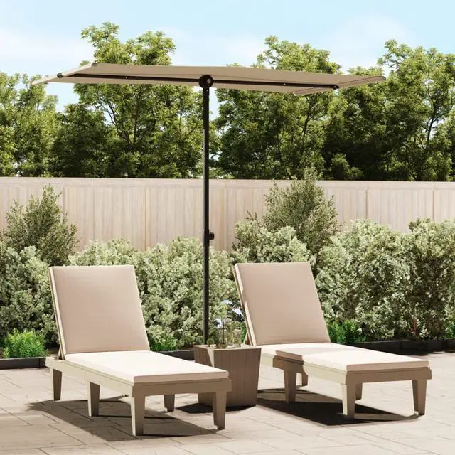 Alt view image 12 of 18 - vidaXL Outdoor Parasol with Aluminum Pole 70.9"x51.2" Taupe