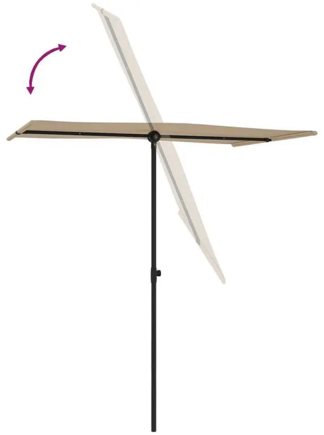 Alt view image 17 of 18 - vidaXL Outdoor Parasol with Aluminum Pole 70.9"x51.2" Taupe
