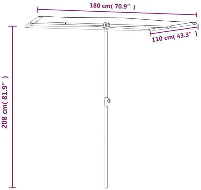 Alt view image 15 of 18 - vidaXL Outdoor Parasol with Aluminum Pole 70.9"x51.2" Taupe