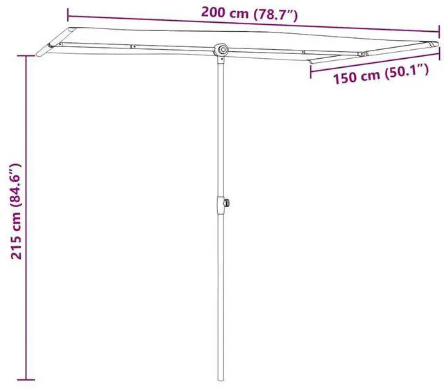 Alt view image 15 of 18 - vidaXL Outdoor Parasol with Aluminum Pole 6.6'x4.9' Anthracite
