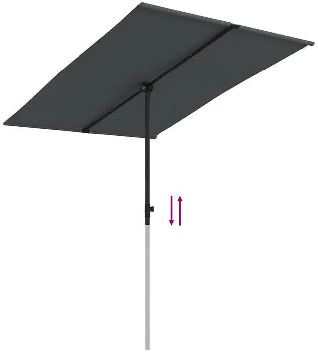 Alt view image 18 of 18 - vidaXL Outdoor Parasol with Aluminum Pole 6.6'x4.9' Anthracite
