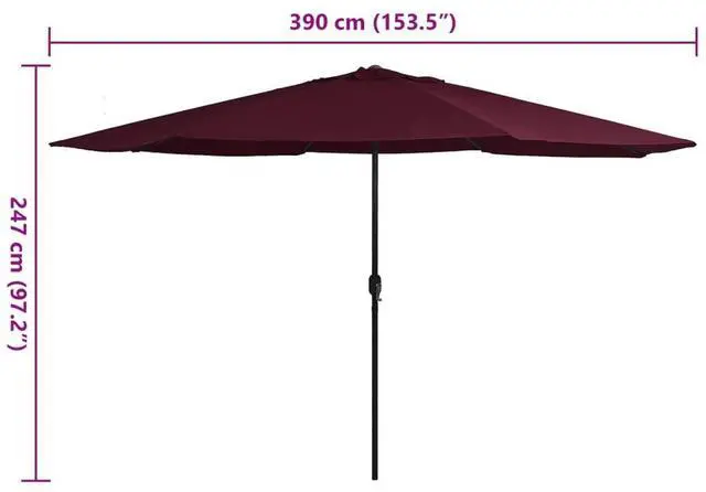 Alt view image 6 of 6 - vidaXL Garden Parasol with Metal Pole Patio Umbrella Sunshade Bordeaux Red