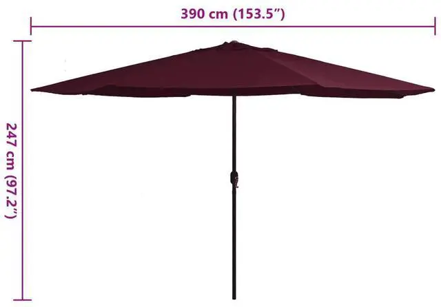 Alt view image 4 of 6 - vidaXL Garden Parasol with Metal Pole Patio Umbrella Sunshade Bordeaux Red