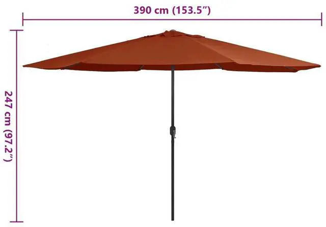 Alt view image 7 of 7 - vidaXL Garden Parasol with Metal Pole Patio Umbrella Sunshade 153.5" Terracotta