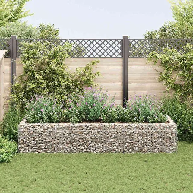 Alt view image 10 of 10 - vidaXL Gabion Raised Bed Steel 106.3"x35.4"x19.7" Silver Garden Outdoor Flower