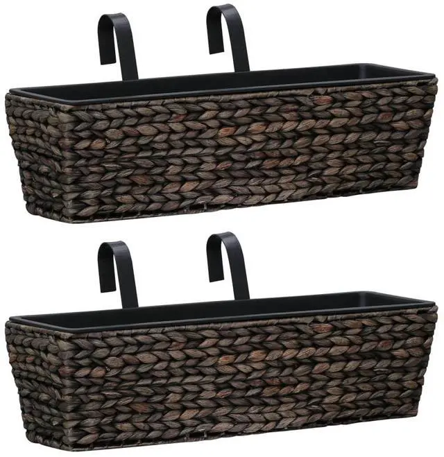 Alt view image 9 of 15 - vidaXL Garden Planters 2 pcs Water Hyacinth Brown