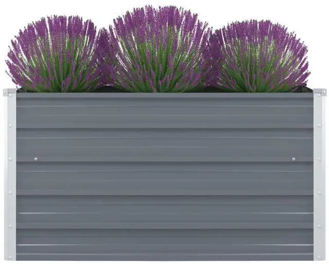 Alt view image 13 of 13 - vidaXL Raised Garden Bed Galvanized Steel Gray Planter Flower Box Outdoor