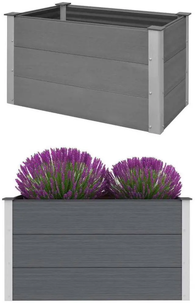 Alt view image 11 of 17 - vidaXL Garden Raised Bed WPC 39.4"x19.7"x21.3" Gray