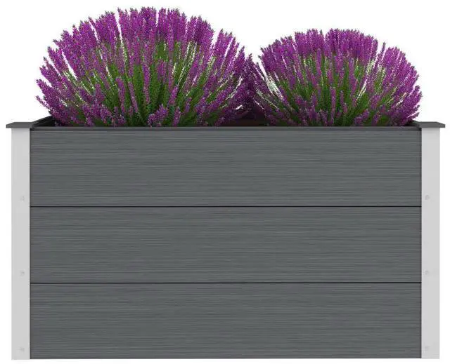 Alt view image 12 of 17 - vidaXL Garden Raised Bed WPC 39.4"x19.7"x21.3" Gray