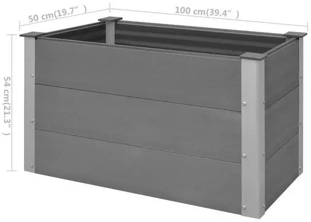 Alt view image 14 of 17 - vidaXL Garden Raised Bed WPC 39.4"x19.7"x21.3" Gray