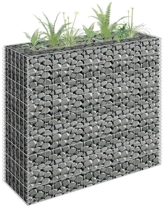 Alt view image 12 of 12 - vidaXL Gabion Raised Bed Galvanized Steel 35.4"x35.4" Planter Basket Pot Wall