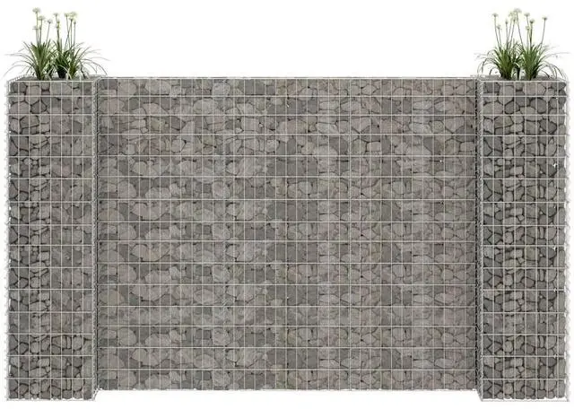 Alt view image 10 of 10 - vidaXL H-Shaped Gabion Planter Steel Wire 59.1" Flower Bed Basket Pot Garden