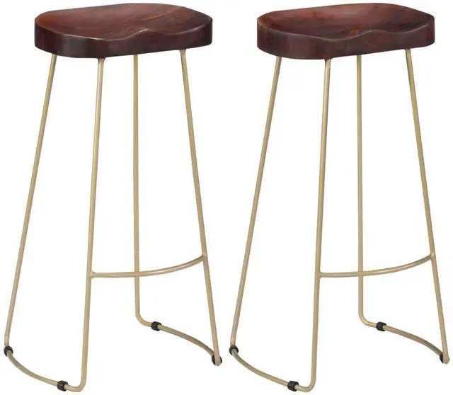 Alt view image 11 of 17 - vidaXL Gavin Bar Stools 2 pcs Solid Mango Wood
